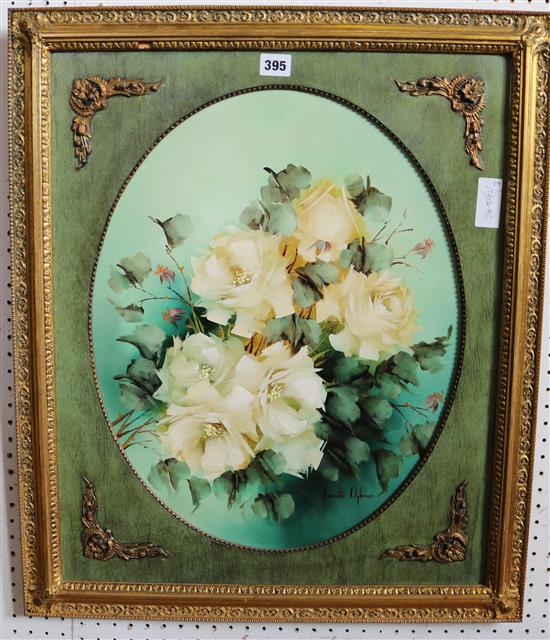 Jeanette Dykman, oil on canvas, Still life flowers